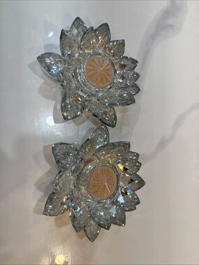 Pair of sparkly glass candle holders with candles from Homesense